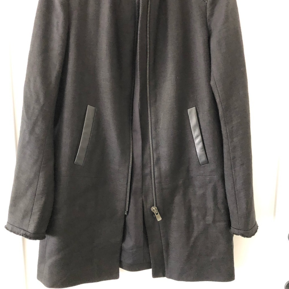 Maje Black Long Lambskin Jacket 36 S - Picture 6 of 13